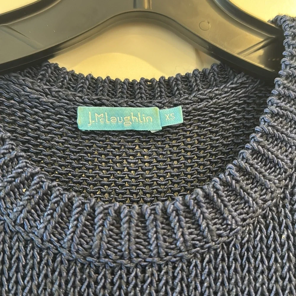 J. McLaughlin Alto Sleeveless Havana Yarn Sweater Tank, Navy Blue, Size XS - Picture 3 of 5